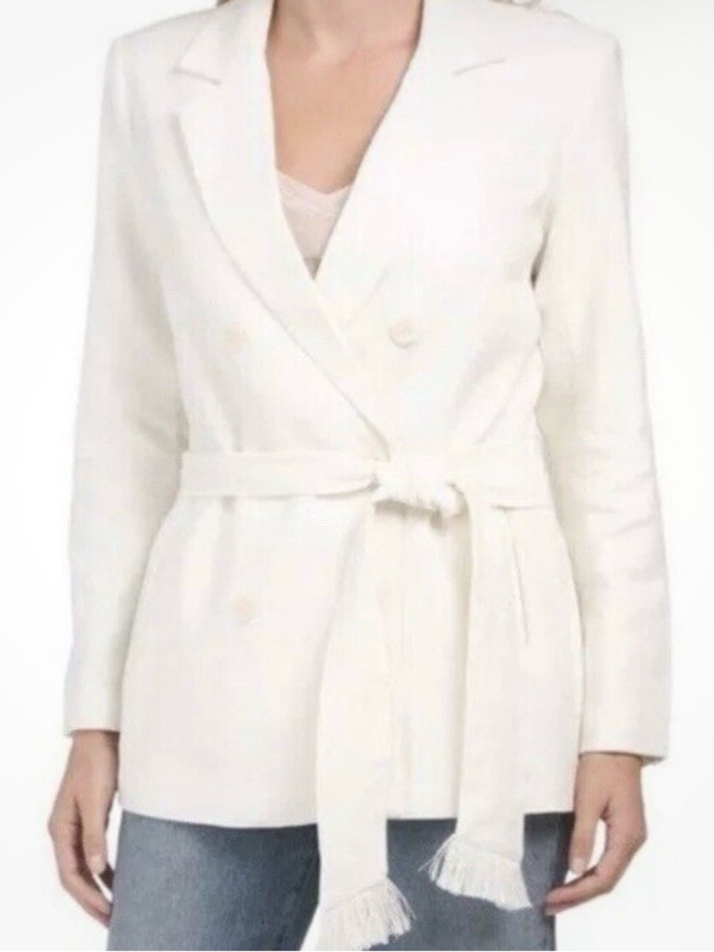 House of Harlow Linen Double Breasted Ivory Blazer